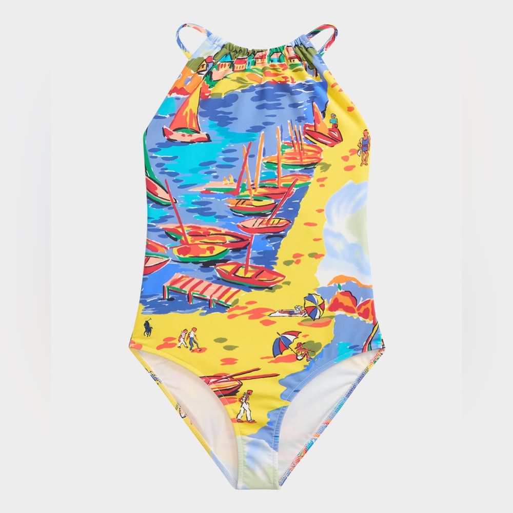 Polo Ralph Lauren Italian Riviera-Print One-Piece Swimsuit Size 12